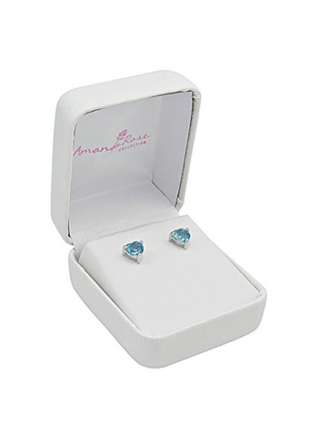2 Carat Topaz Heart Shape Swiss Sterling Silver Stud Earrings