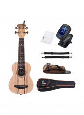 7-Piece Acoustic Soprano Ukelele Strap Clip-On Tuner Kit
