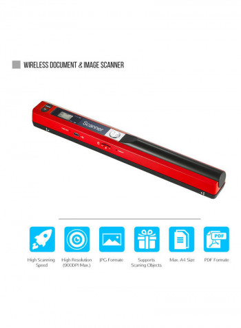 Portable Handheld Wand Wireless Scanner Red/Black