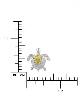 Gold Plated Accents Mother And Baby Turtle Pendant Necklace
