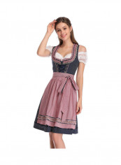 Vintage Embroidery Floral German Dirndl Dress Multicolour