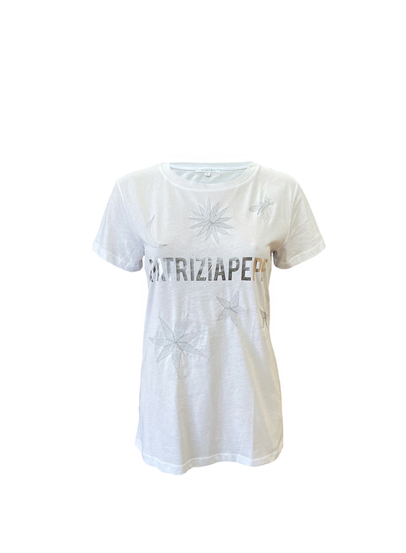 Star Text Printed Casual T-Shirt White/Grey