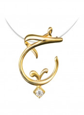18 Karat Gold Zircon Studded Pendant Necklace