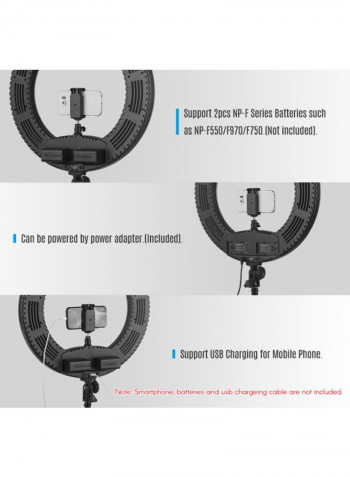 7-Piece Dimmable SMD LED Ring Light Kit 18inch Black/White