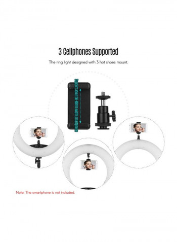 7-Piece Dimmable SMD LED Ring Light Kit 18inch Black/White