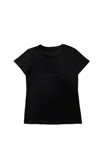 Letter Printed Casual T-Shirt Black