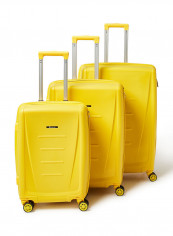 3 Piece Hardside Luggage Travel Trolley Bag Set Yellow