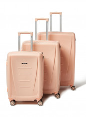 3 Piece Hardside Luggage Travel Trolley Bag Set Rose Gold