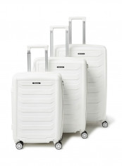 3 Piece Hardside Luggage Travel Trolley Bag Set White