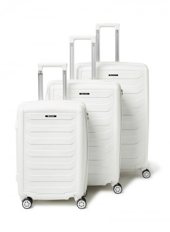 3 Piece Hardside Luggage Travel Trolley Bag Set White