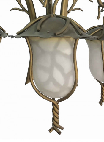 Glass Chandelier Gold/White 60x75centimeter