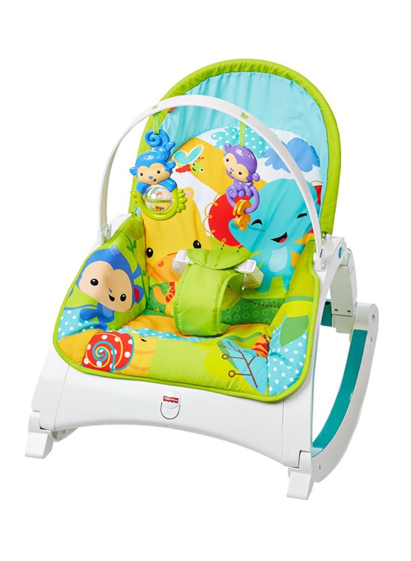 Newborn-To-Toddler Portable Rocker - Green/White/Blue