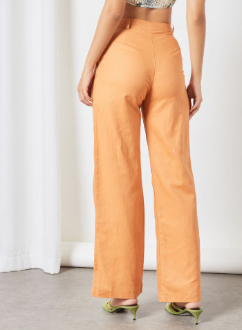 High-Waist Pleated Pants Orange