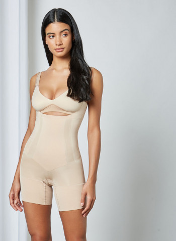 Oncore Mid-Thigh Bodysuit Shapewear Nude