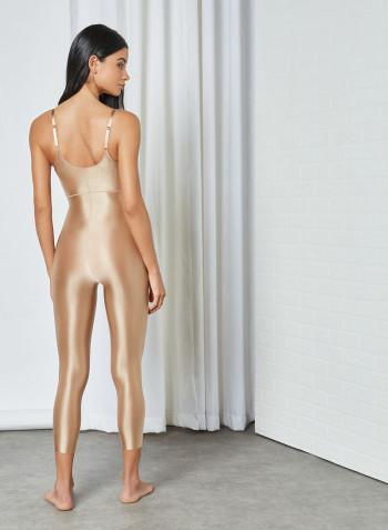 Suit Your Fancy Open-Bust Catsuit Nude