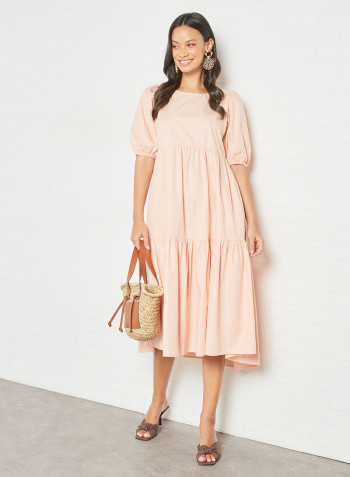 Tiered Midi Dress Pink