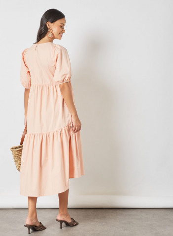 Tiered Midi Dress Pink