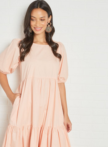 Tiered Midi Dress Pink