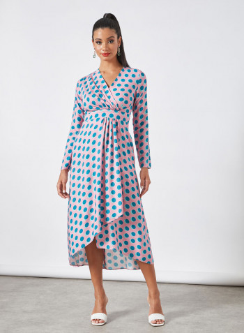 Polka Dot Wrap Dress Multicolour