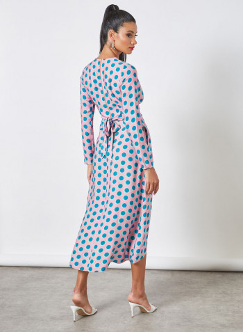 Polka Dot Wrap Dress Multicolour