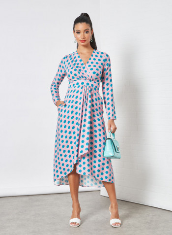 Polka Dot Wrap Dress Multicolour