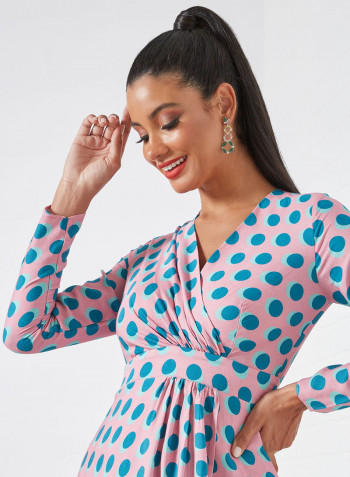 Polka Dot Wrap Dress Multicolour