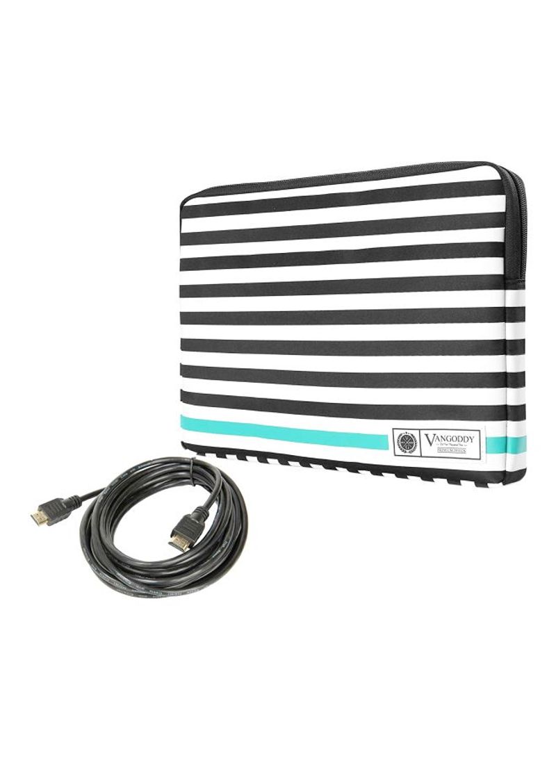 Protective Sleeve For 17-Inch Laptop With HDMI Cable Black/White