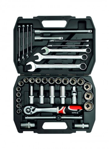 38-Piece Socket Set Silver/Black 0.5inch