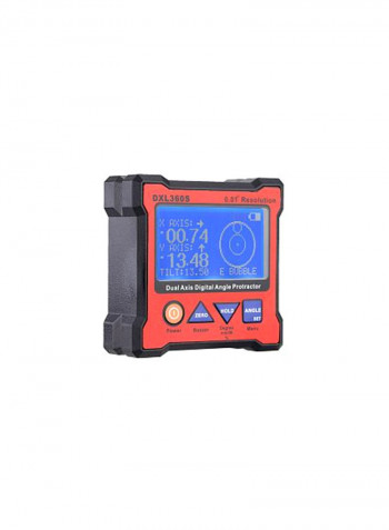 Dual Axis Digital Angle Protractor Red/Black 7x7x2.8centimeter
