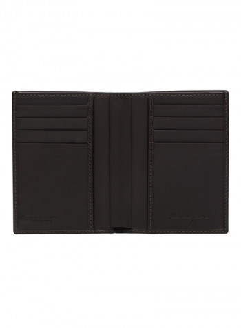 August Vertical Leather Wallet For Men Dark Brown