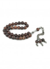 Red Sandalwood Prayer Beads With Sterling Silver Components