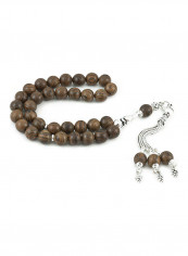 African Sandalwood Prayer Beads With Sterling Silver Components