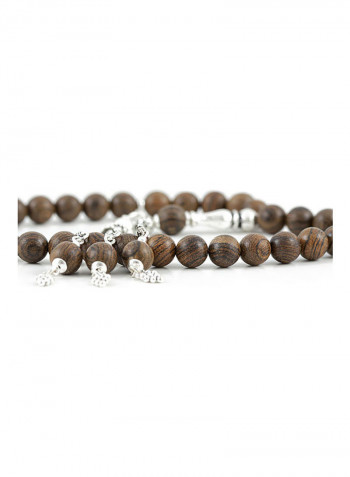 African Sandalwood Prayer Beads With Sterling Silver Components