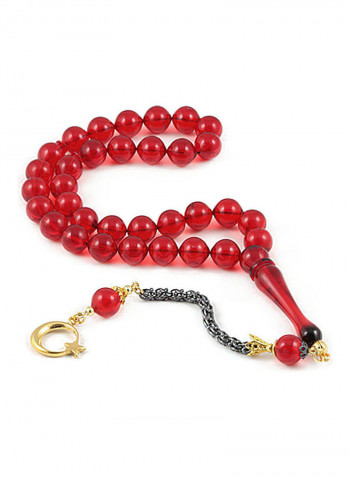 Amber Bakelite Prayer Beads with Sterling Silver components