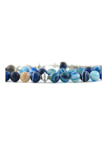 Blue Banded Agate Prayer Beads  with Sterling Silver components