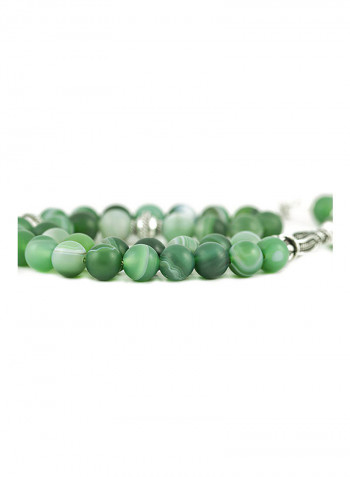 Green Banded Agate Prayer Beads With Sterling Silver Components