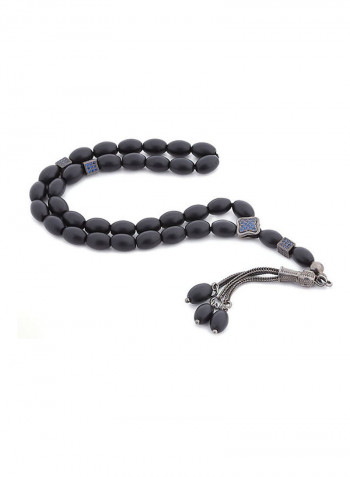 Onyx Prayer Beads With Sterling Silver Components