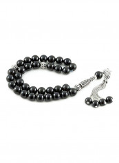Onyx Prayer Beads With Sterling Silver Components