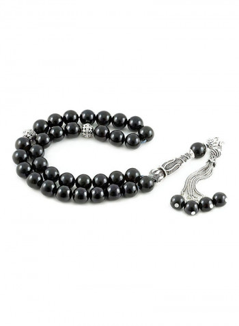 Onyx Prayer Beads With Sterling Silver Components