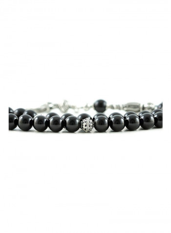 Onyx Prayer Beads With Sterling Silver Components