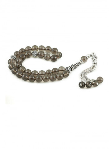 Smokey Quartz Prayer Beads with Sterling Silver components