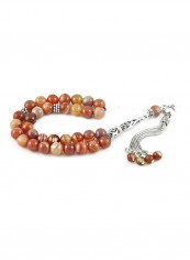 Yemen Agate Prayer Beads With Sterling Silver Components