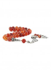 Yemen Agate Prayer Beads With Sterling Silver Components