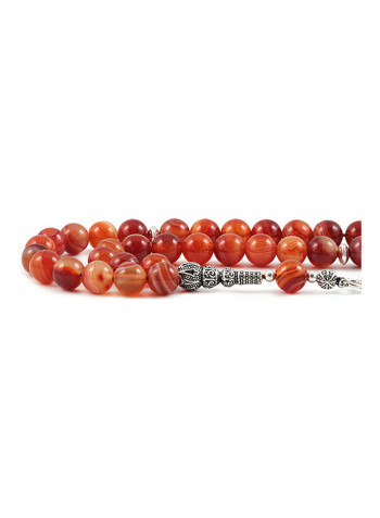 Yemen Agate Prayer Beads With Sterling Silver Components