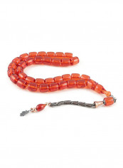 Amber Bakelite Prayer Beads with Sterling Silver components