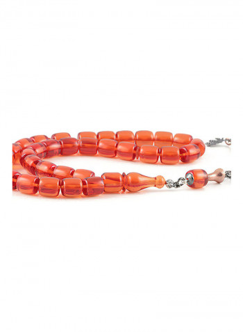 Amber Bakelite Prayer Beads with Sterling Silver components