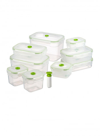 19-Piece Vacuum Seal Food Storage Container Clear/Green