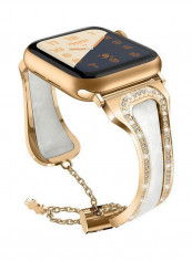 Women's For Apple Watch 4 Stainless Steel Resin Adjustable Chain Strap