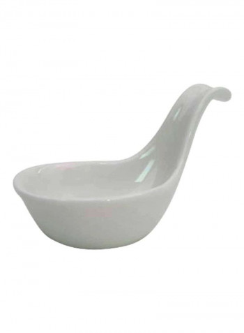 Porcelain Oval Dish With Handle White 0.25x2.25inch