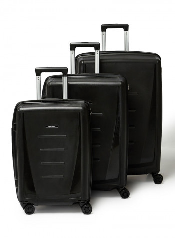3 Piece Hardside Luggage Travel Trolley Bag Set Black